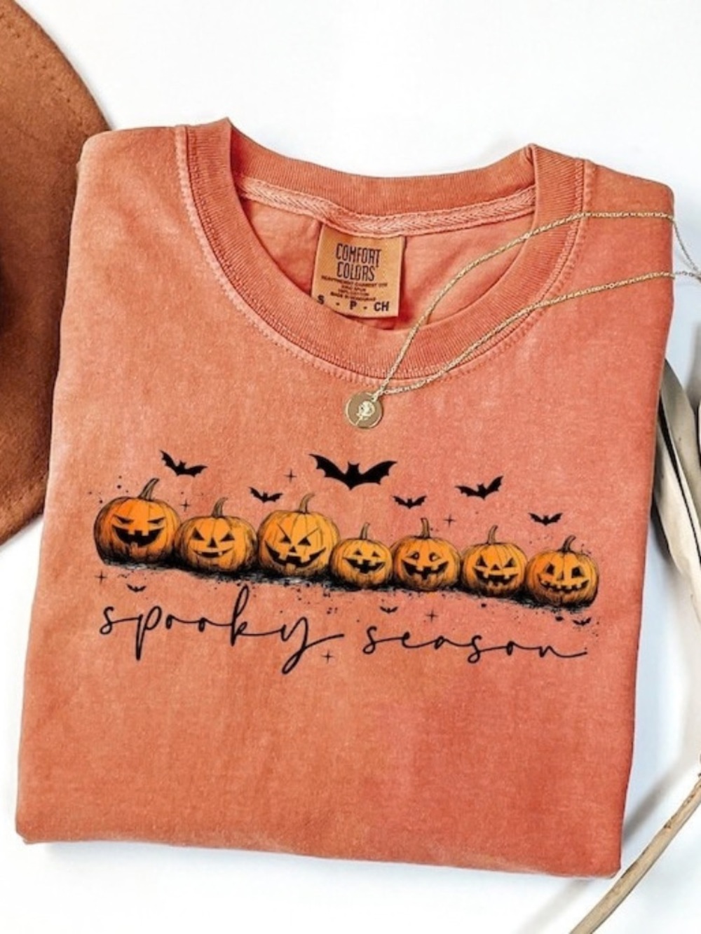 Comfort Colors Pumpkin Row 'Spooky Season' Graphic Tee - Yam